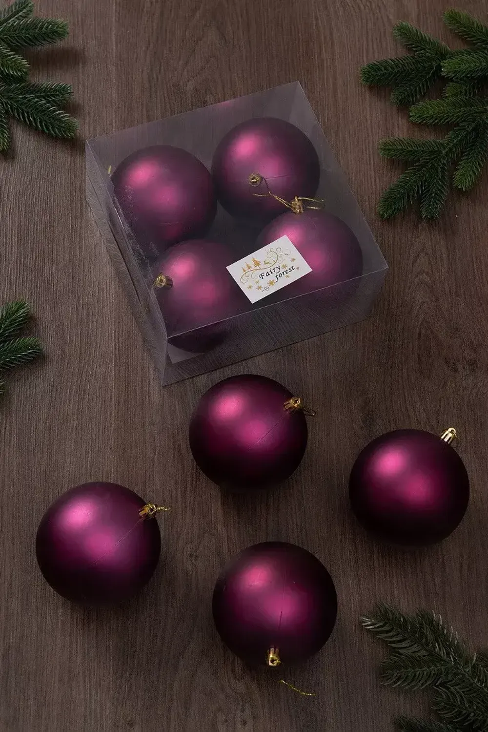 Набор новогодних шаров (4 шт) матовые