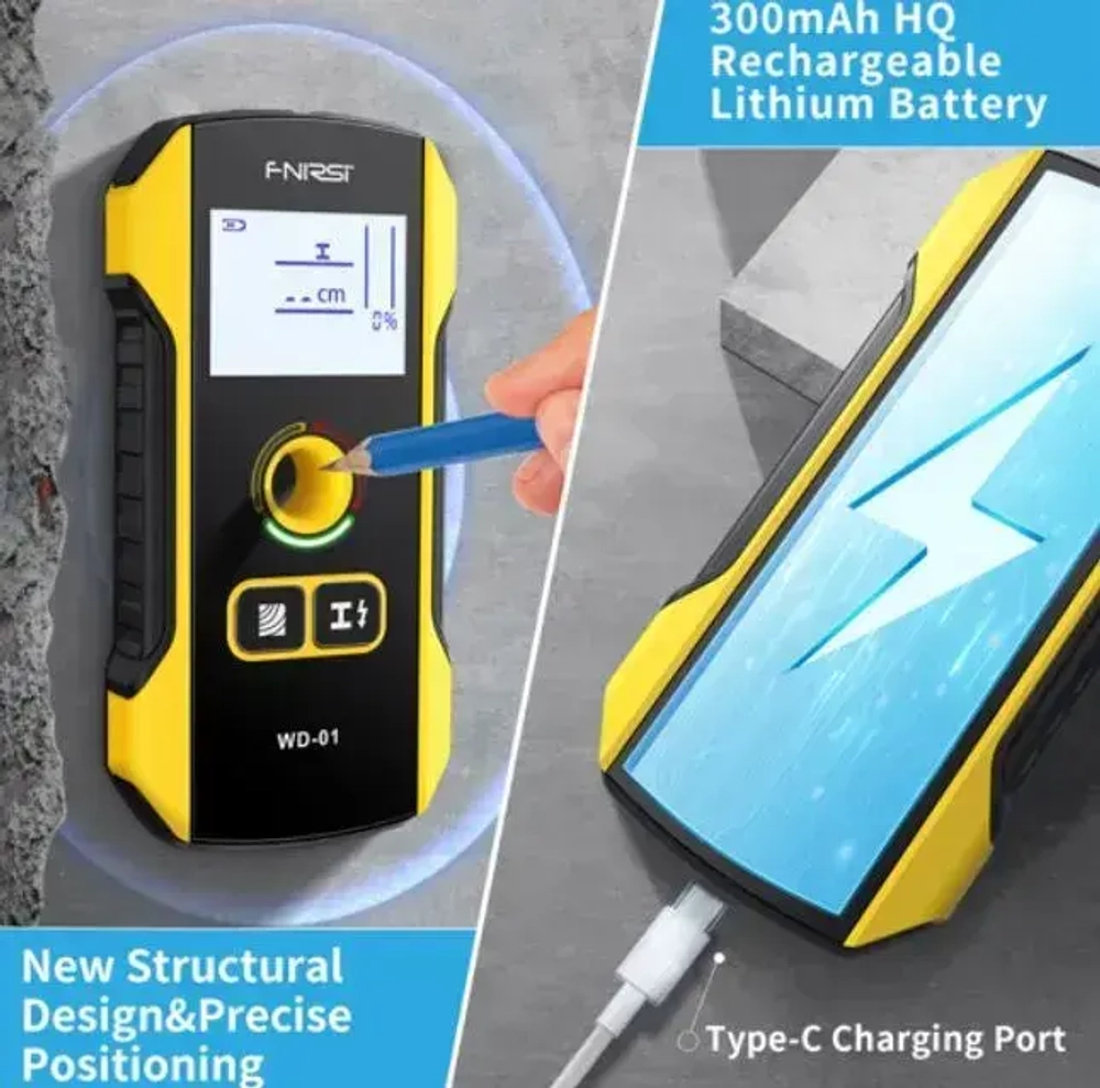 Детектор металла и скрытой проводки FNIRSI WD-01 / Портативный цифровой индикатор проводки / Трассоискатель