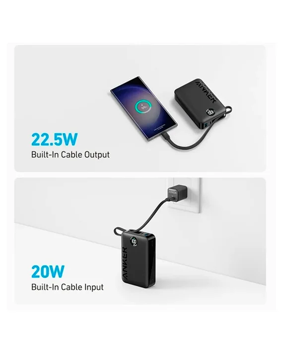 Внешний аккумулятор Anker Nano Power Bank 20000 mAh A1647 черный (22,5W Built-In USB Cable)