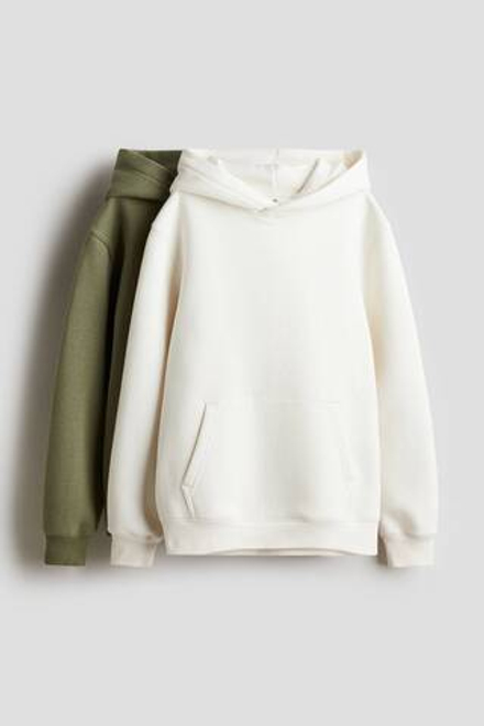 H&M Набор из двух толстовок с капюшоном, белый/хаки