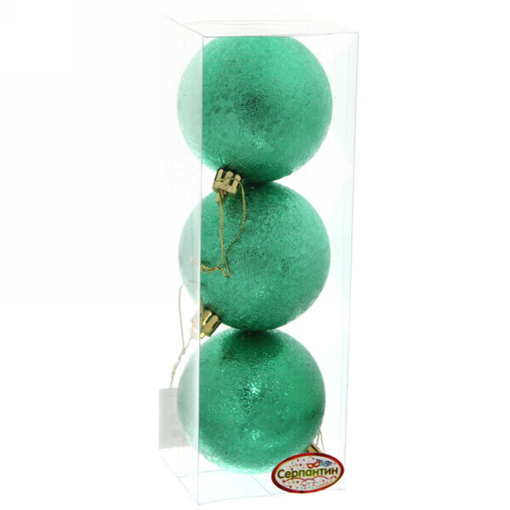 Новогодние шары 7см (набор 3шт) «Мягкий блеск», зеленый