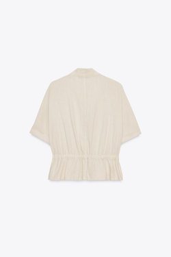 ZARA РУБАШКА САФАРИ ИЗ ЛЬНА, ПЕСОЧНЫЙ