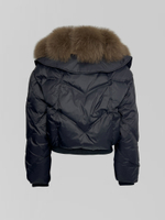 Куртка 18401 однотонная укороченная на молнии с мехом