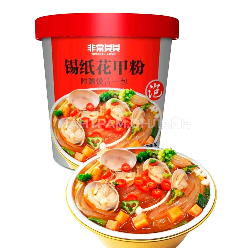 Лапша б/п Фунчоза Nashidake острая с овощами и моллюсками (красная) 191 г