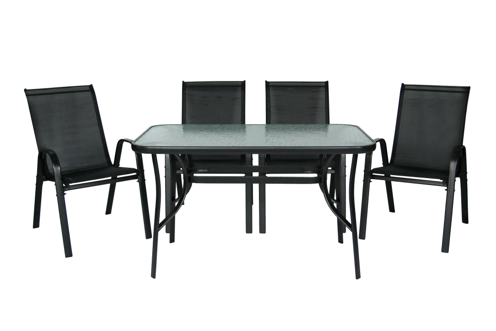 Набор мебели Garden Story Сан-Ремо (4 кресла кор.2+стол 120х70см, каркас черный, сиденья черные)