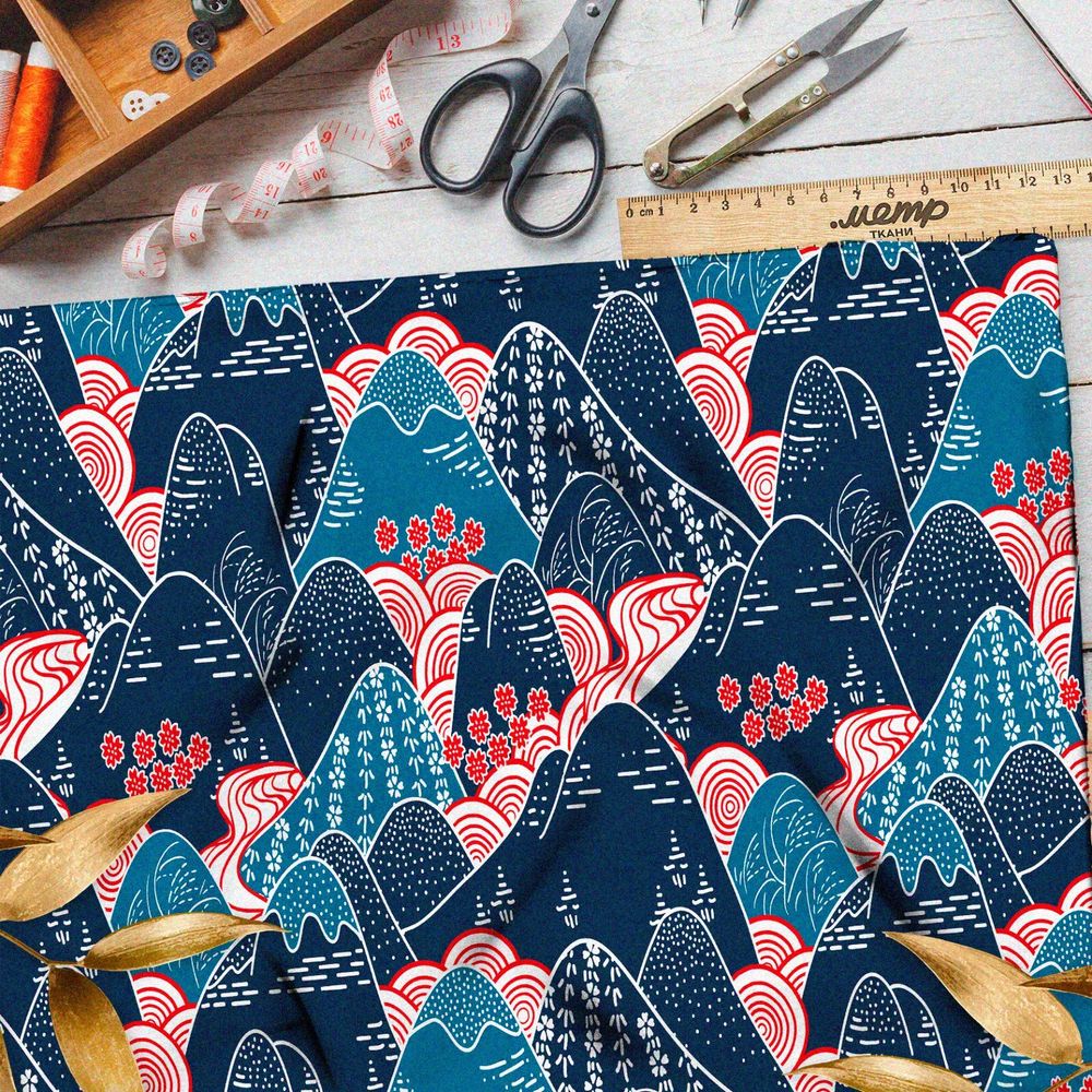 Ткань ниагара контрастные горы в негативе