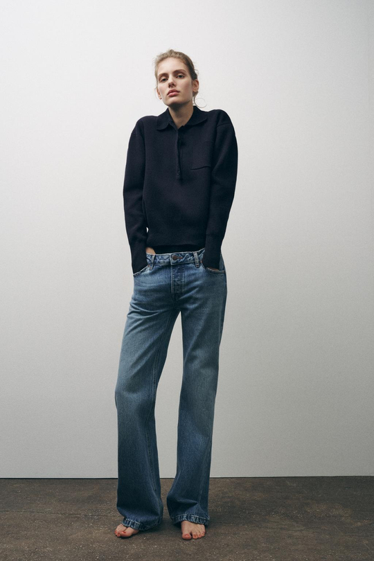 ZARA ДЖИНСЫ BOOT-CUT FULL LENGTH С НИЗКОЙ ПОСАДКОЙ — ZW COLLECTION, ВЫЦВЕТШИЙ СИНИЙ