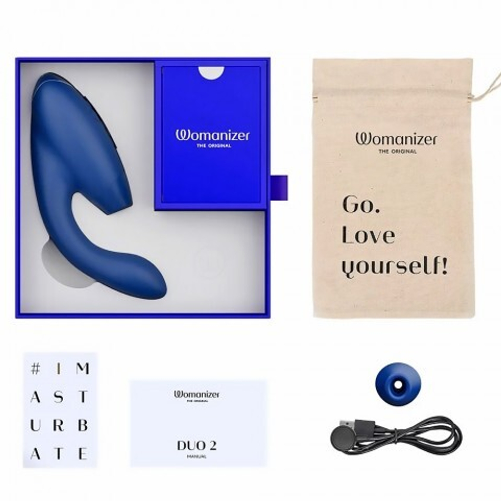 Cтимулятор клитора и точки G Womanizer DUO 2, синий