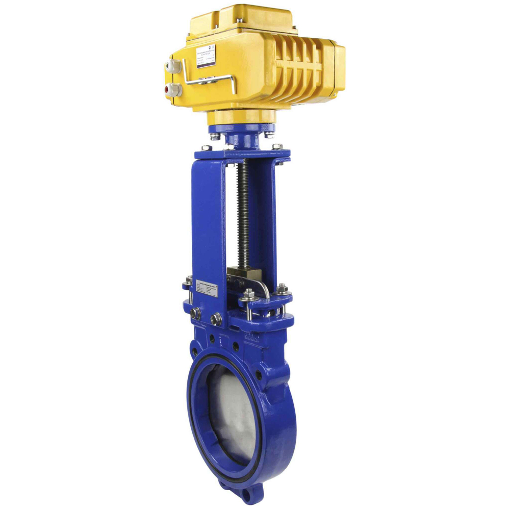 Knife Gate Valve Elephant PSI145 Class 125 NBR Wafer type, Cast Iron, Bidirectional, with Elephant-MT-200 110/220V electric actuator