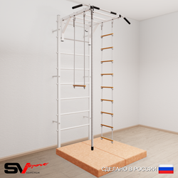 Шведская стенка Sv Sport усиленная 6364 (Турник рукоход/Канат/Лестница/Трапеция/Мат 1м)