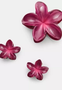 STRADIVARIUS Набор из 3 мини-заколок для волос в виде цветов, коралловый