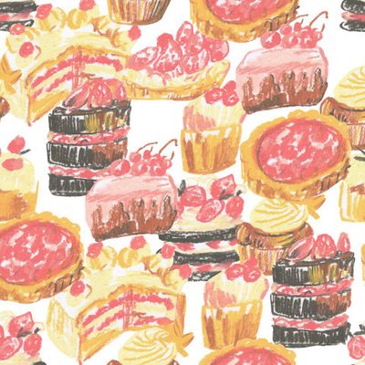 Бесшовный паттерн с розовыми десертами восковыми мелками