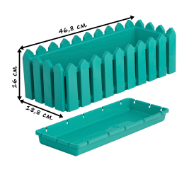 Кашпо "Лардо" прямоугольное 46,8х18,8х16 см. Цвет: Бирюза.