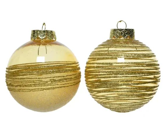 Набор пластиковых шаров Золотая Нить 80 мм., золотой, 12 шт., Kaemingk (025759)