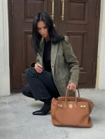 Жакет из натуральной замши, Зеленый