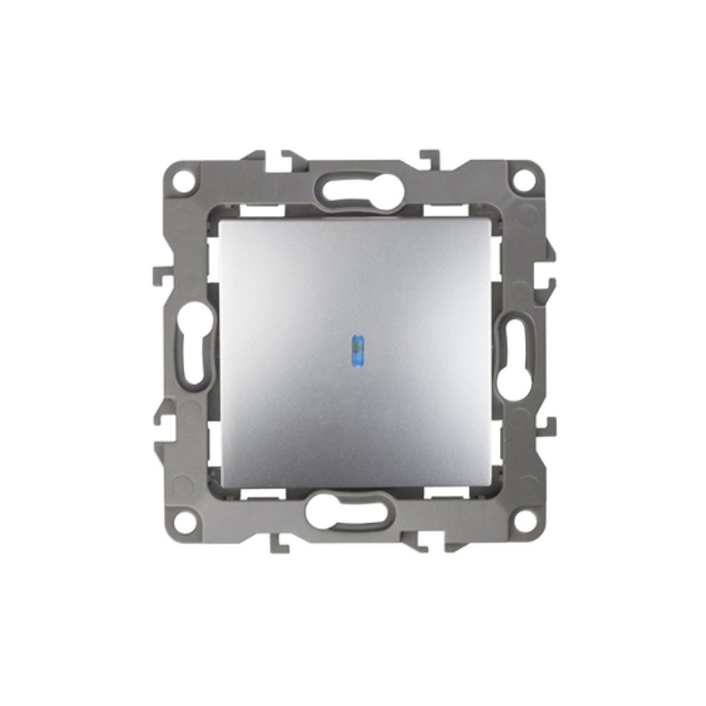 12-1102-03 ЭРА Выключатель с подсветкой, 10АХ-250В, IP20, Эра12, алюминий