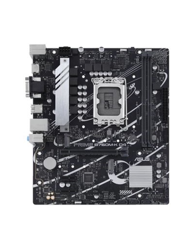 ASUS PRIME B760M-K D4, LGA1700, B760, 2*DDR4, 4*SATA, 2*M.2, 4*USB 3.2, 2*USB 2.0, 1*PCIx16, 2*PCIx1, VGA+HDMI, mATX; 90MB1DS0-M0EAY0