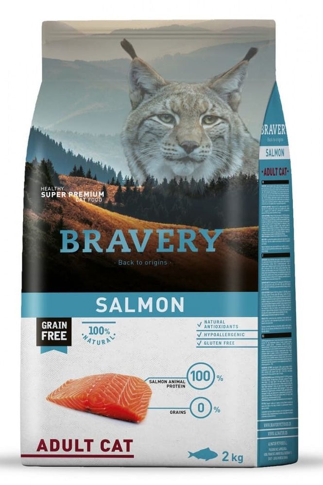 BRAVERY 2кг корм для кошек с лососем