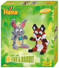 Hama Набор термомозаики Midi 2500 шт + 3D Заяц и лисичка (3247)