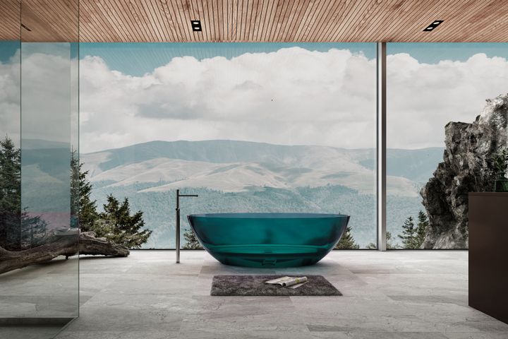 Прозрачная ванна ABBER Kristall AT9702Aquamarin бирюзовая