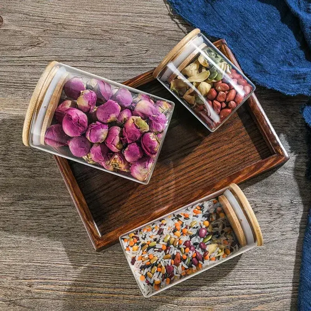 Контейнер для продуктов с крышкой Nässla (500ml.), контейнер-стекло, крышка-бамбук