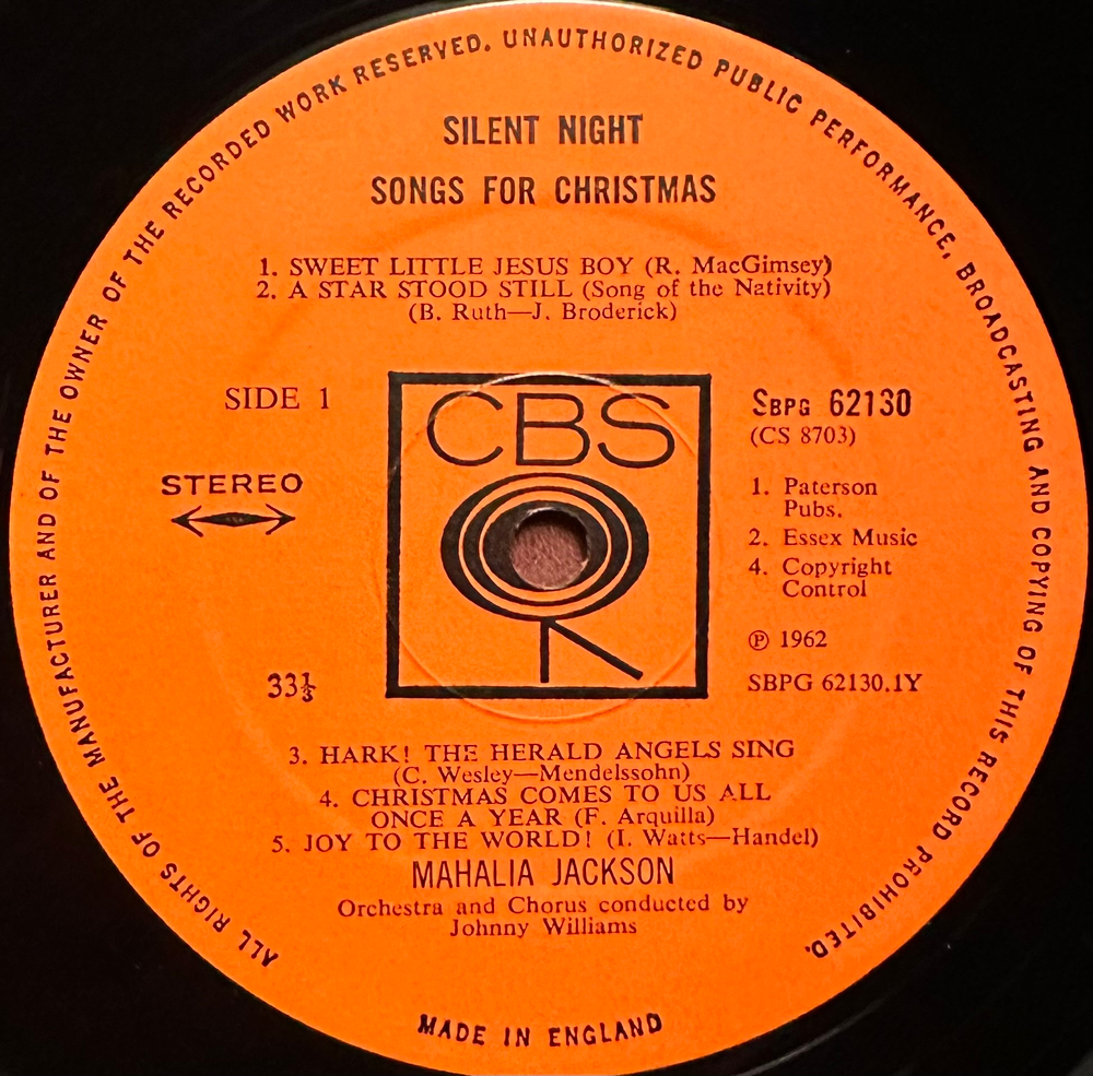 Mahalia Jackson - Silent Night - Songs For Christmas (Англия 1962г.)