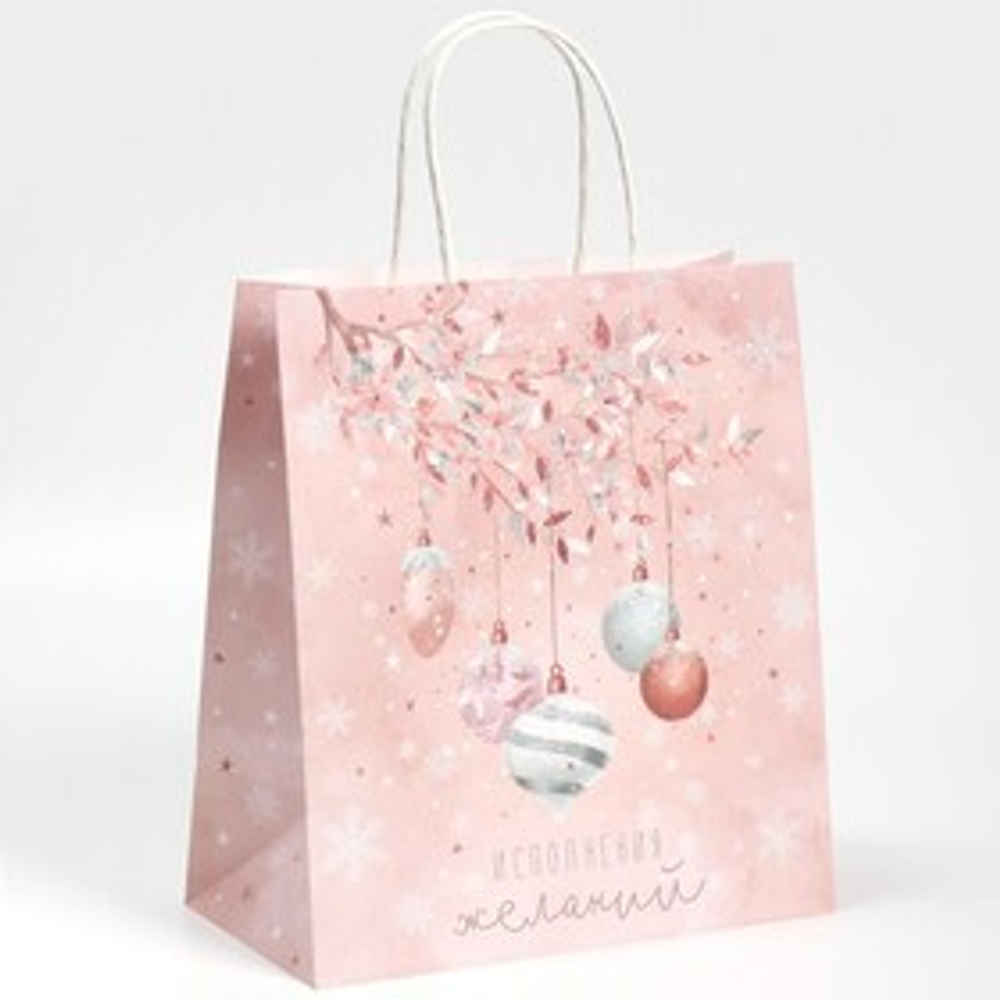 Пакет подарочный крафтовый «Новогодняя пора» 22 х 25 х 12 см