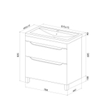 Тумба с умывальником IDDIS Ray, напольная, 80 см, белый, RAY80WFi95K