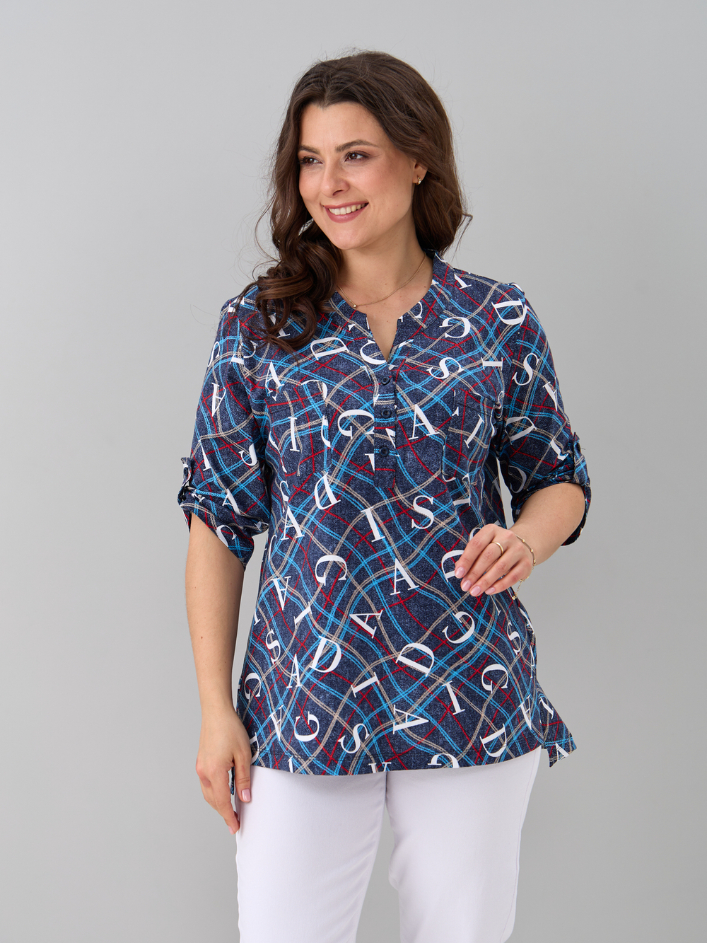 Блузка БЛ-131/джинса-цепочкабуквы