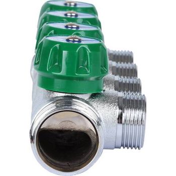 Коллектор регулирующий хром (дизайн FAR)  1", 4 отвода евроконус 3/4"