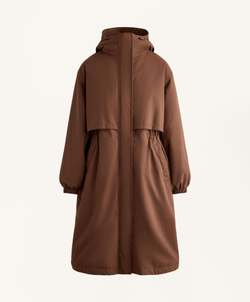 Oysho Водонепроницаемый длинный плащ с подкладкой FELLEX® AEROGEL 10K, коричневый