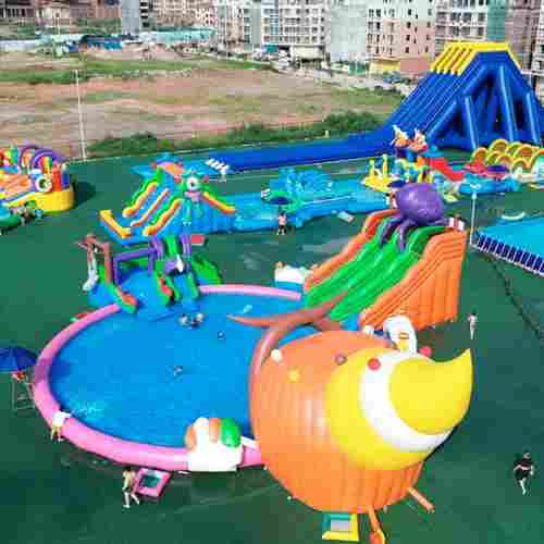 Надувной аквапарк с бассейном и горками «Морская ракушка», 25×25×9 м