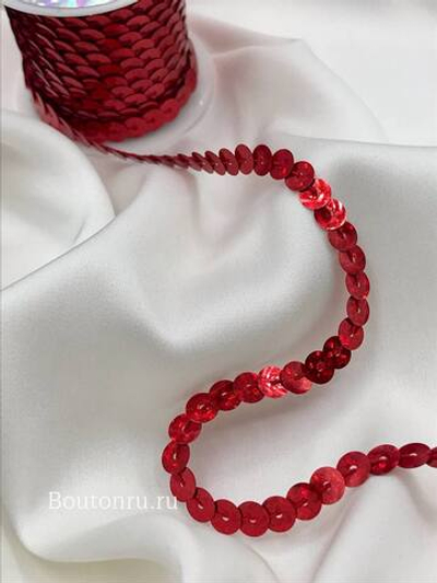 Лента декоративная красные пайетки ~4,5 метра