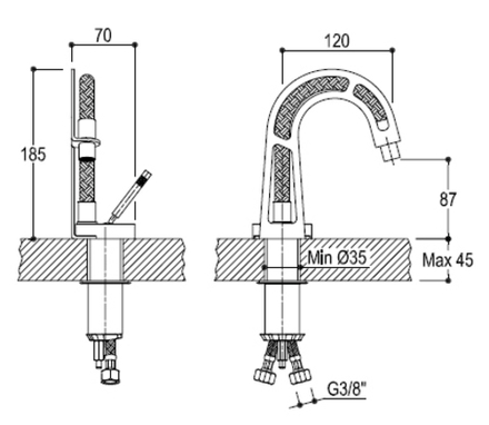 Frame Однорычажный смеситель для раковины, хром, G0BA0711H1CRL