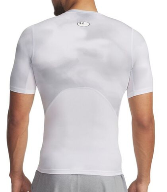 Мужская теннисная футболка Under Armour HeatGear Printed Short Sleeve - white/halo gray/black