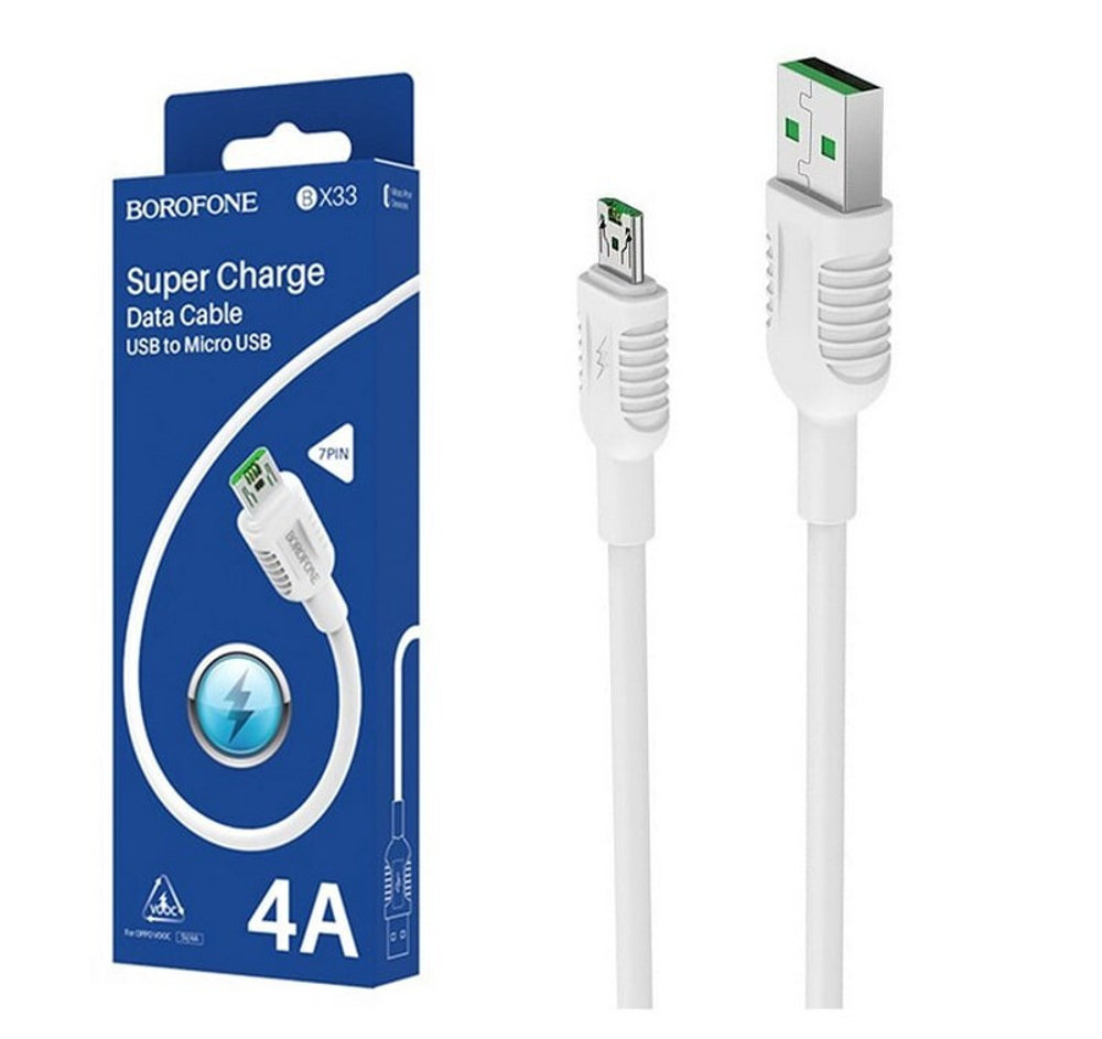 Кабель USB - Micro BOROFONE BX33 4A (белый) 1м