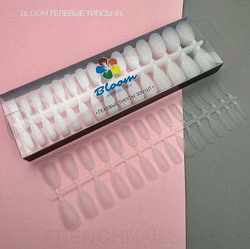 Bloom Типсы гелевые №1, 300 шт. (миндаль матовый, короткий)