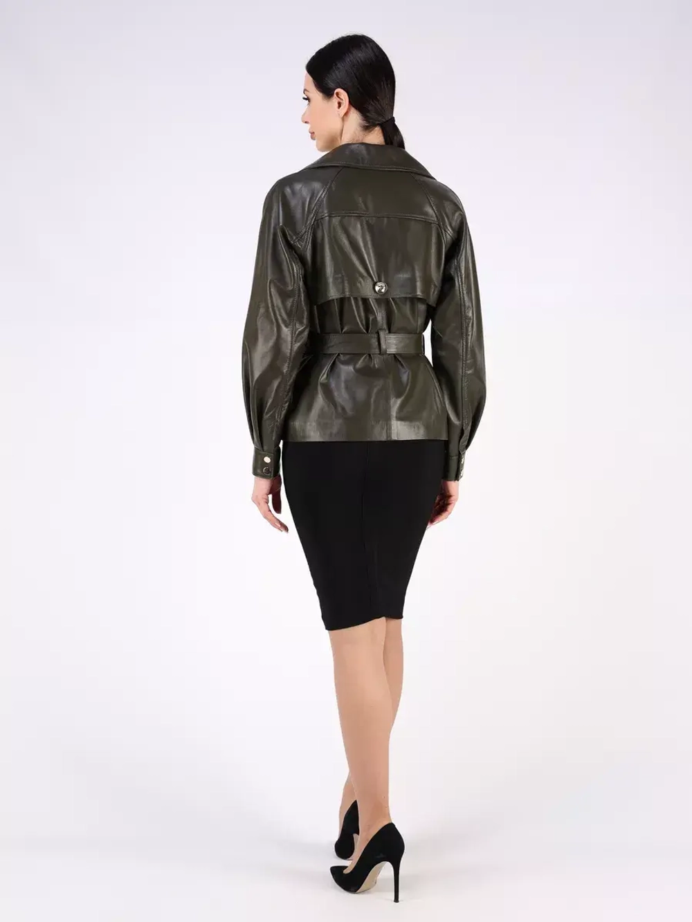 Кожаная куртка осень Турция тренч короткий