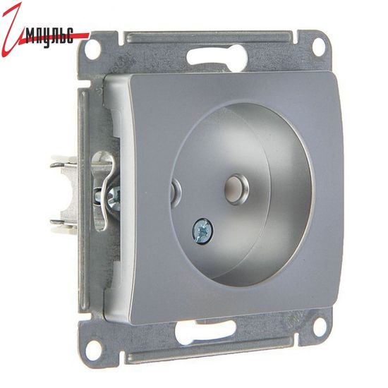 Розетка CORSA GLOSS СЕРЕБРО 1-местная c/п с/з 16А 250В