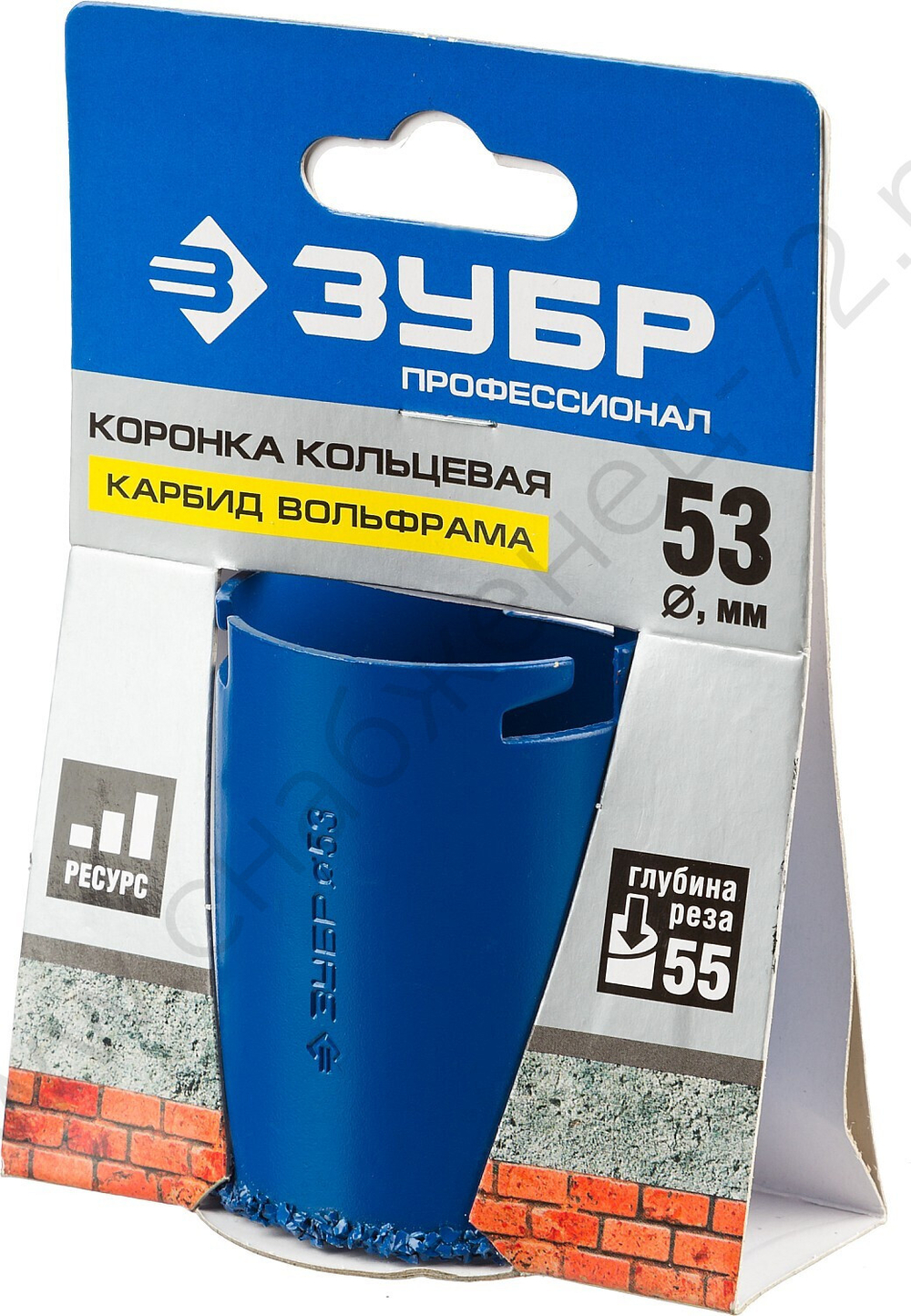 ЗУБР 53 мм, L 55 мм, карбид вольфрама, Коронка кольцевая, Профессионал (33350-53)