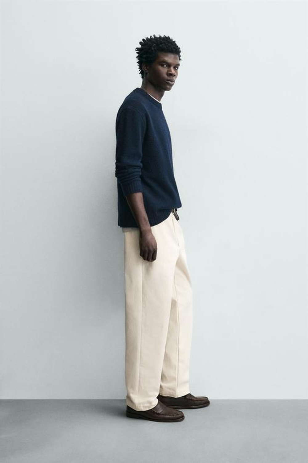 ZARA БРЮКИ STRAIGHT FIT ИЗ РЕЛЬЕФНОЙ ТКАНИ, ЭКРЮ