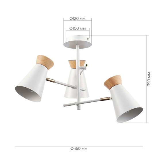 SLE1252-502-03 Светильник потолочный Белый, Золотистый/Белый, Дерево E27 3*60W ALFEO