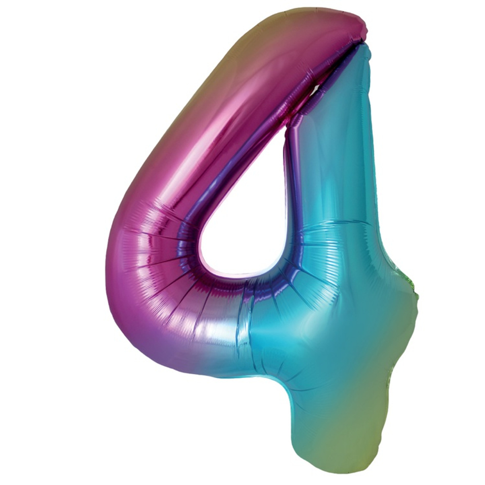 Шар фольгированный Цифра 4 101 см (Ассорти)