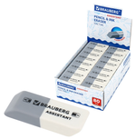 Ластик BRAUBERG ASSISTANT 41х14х8 мм, серо-белый, прямоугольный, скошенный, 222461