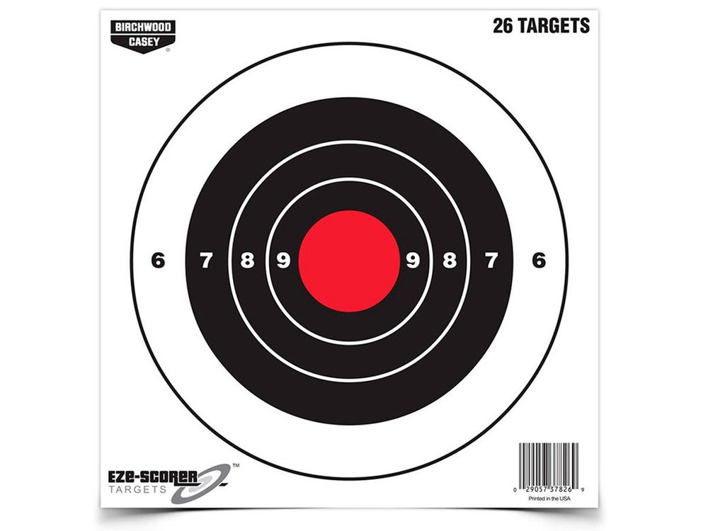 Мишень бумажная Birchwood Eze-Scorer Bull&#39;s-eye Paper Target, 8&quot;, 26шт. (12шт./уп.)