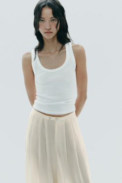 ZARA ДЛИННЫЕ БРЮКИ СО МНОЖЕСТВЕННЫМИ СКЛАДКАМИ, ЭКРЮ