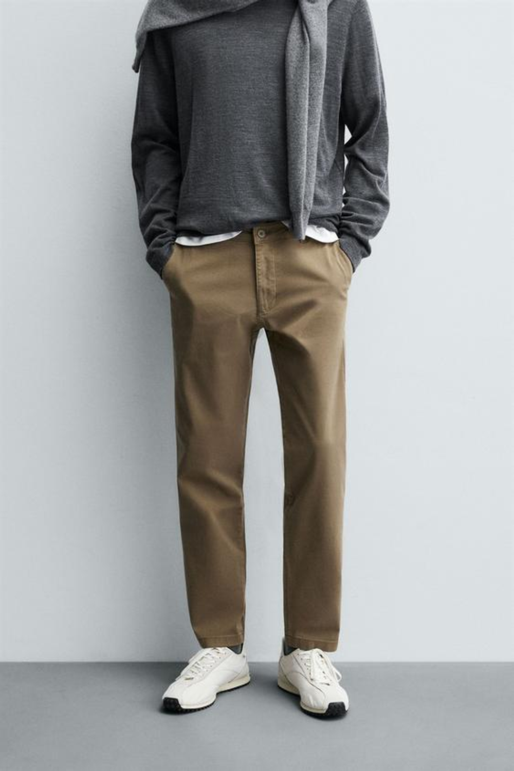 ZARA БРЮКИ ЧИНОС SKINNY FIT, ТЕМНЫЙ РЫЖЕВАТО-КОРИЧНЕВЫЙ