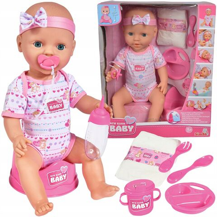 Кукла SIMBA New Born Baby - Функциональная кукла Девочка с аксессуарами 43 см - Симба 105039005