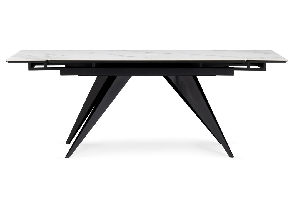 Керамический стол Woodville Дарвин 160(220)х89 белый мрамор snow white, черный