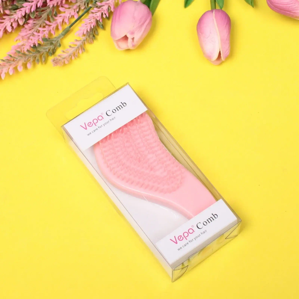 Расческа массажная компактная «Manhattan», цвет розовый, в коробке, 14,5см